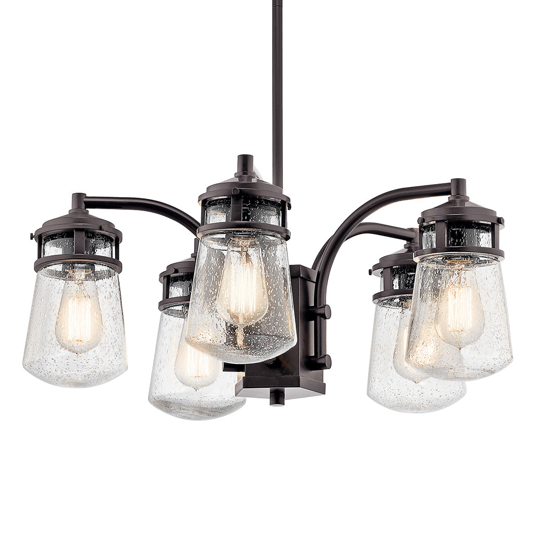 Kichler Lyndon Architectural Bronze Transitional Clear Seedy Glass 5-Light Chandelier