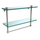 16 in. L  x 12 in. H  x 5 in. W 2-Tier Clear Glass Vanity Bathroom Shelf with Towel Bar in Polished Brass - Super Arbor