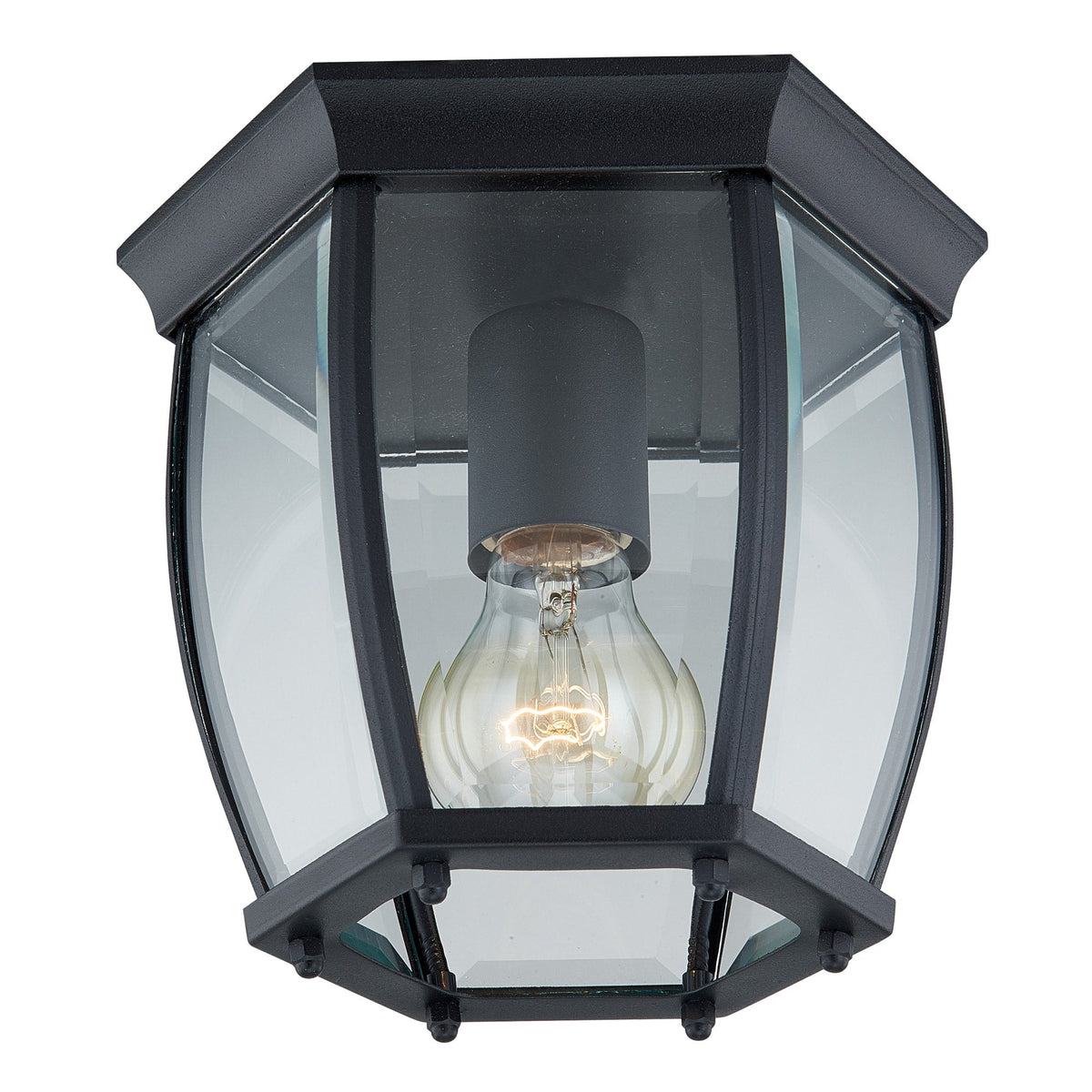 Portfolio 7.68-in W Matte Black Outdoor Flush Mount Light