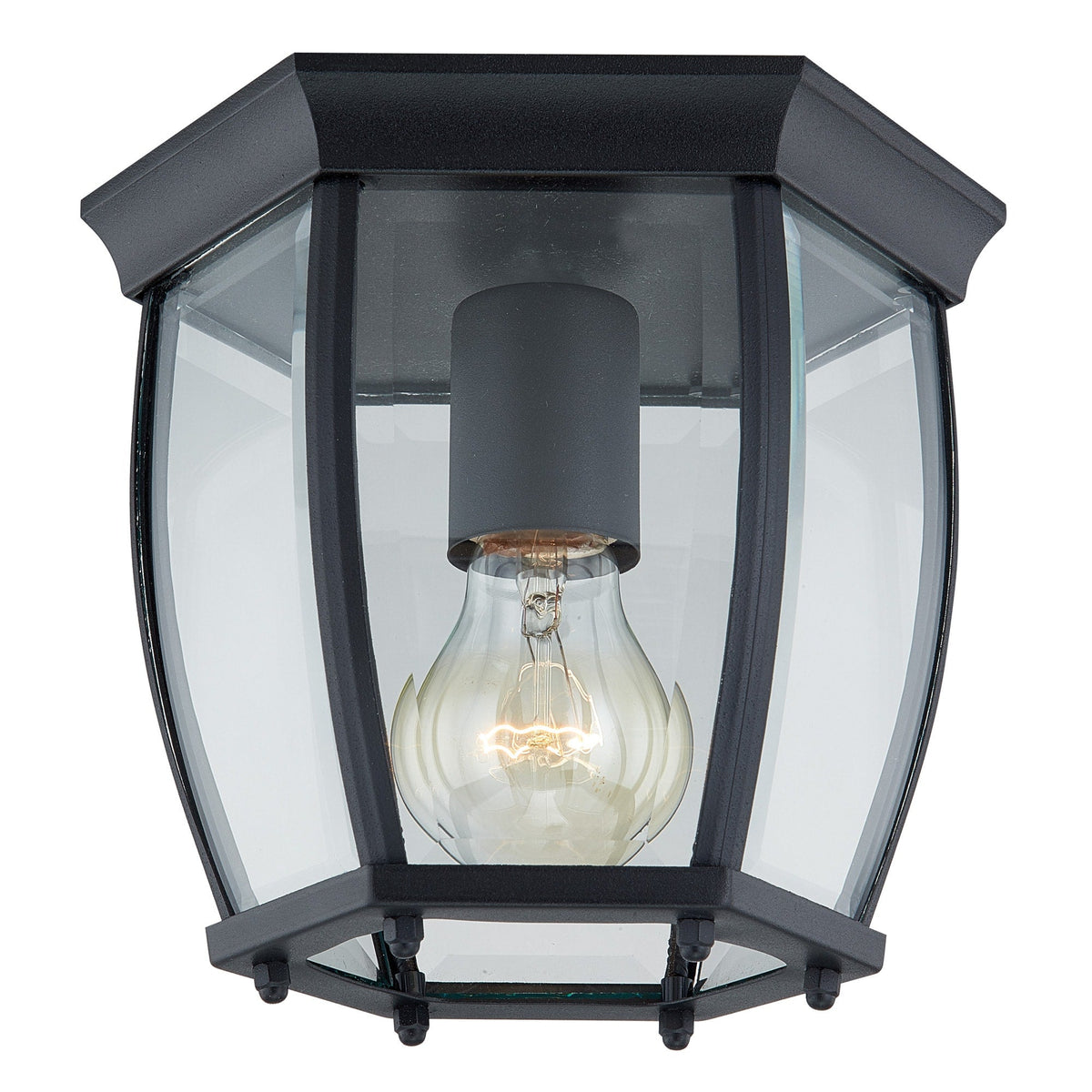 Portfolio 7.68-in W Matte Black Outdoor Flush Mount Light