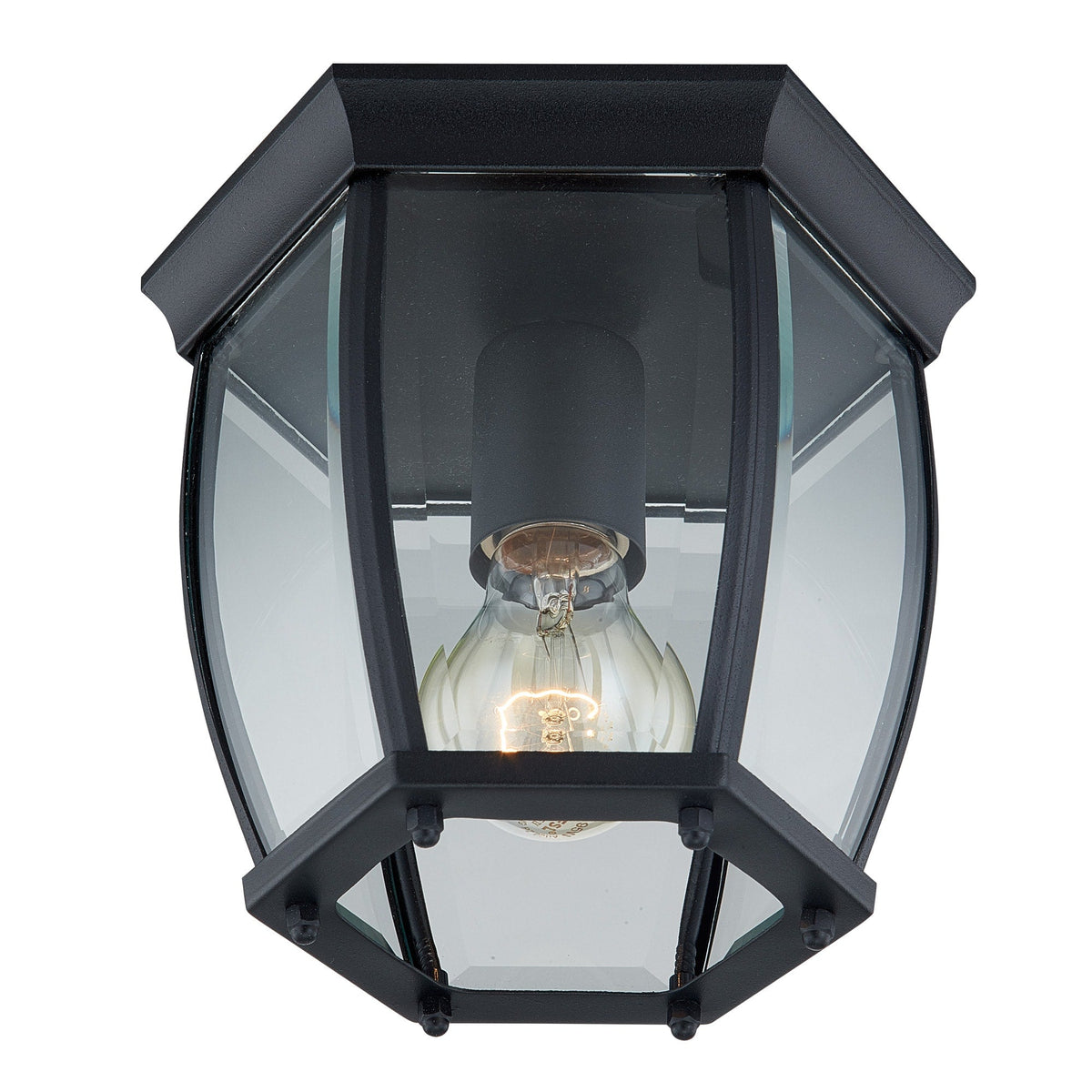 Portfolio 7.68-in W Matte Black Outdoor Flush Mount Light