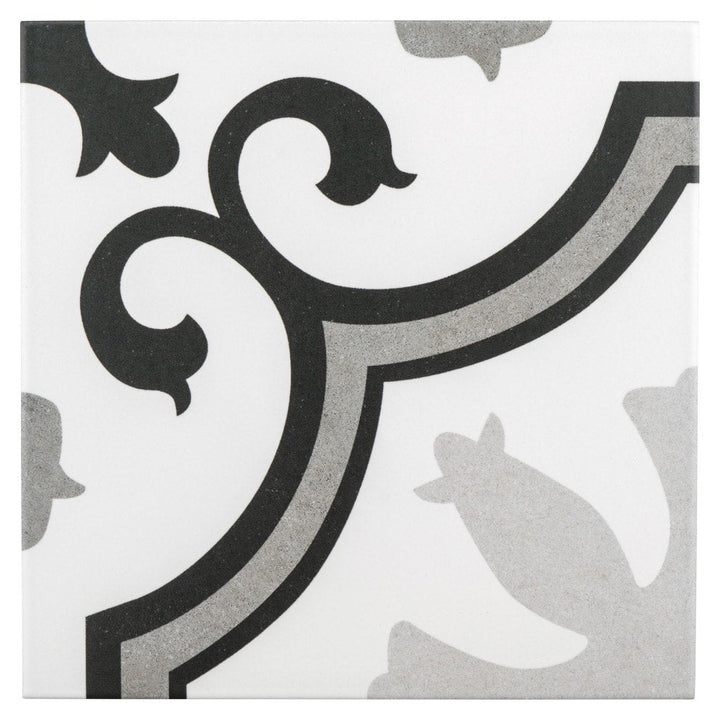 Affinity Tile Lacour Grey 10-in x 10-in Satin Porcelain Encaustic Floor and Wall Tile product image