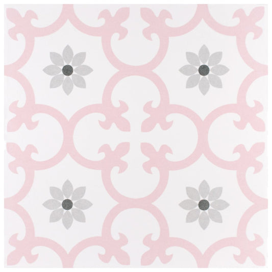 Affinity Tile Daria Rose 10-in x 10-in Matte Porcelain Encaustic Floor and Wall Tile product image