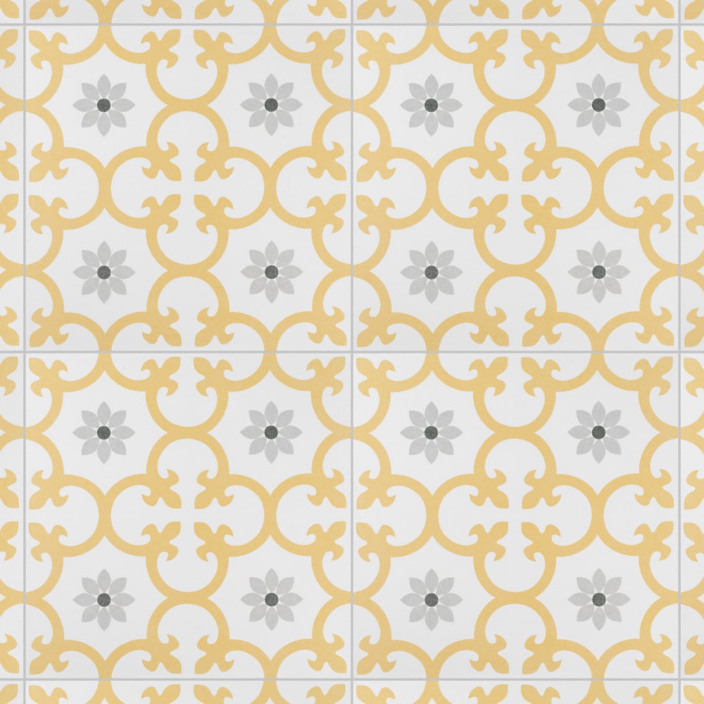 Affinity Tile Daria Dandelion 10-in x 10-in Matte Porcelain Encaustic Floor and Wall Tile product image