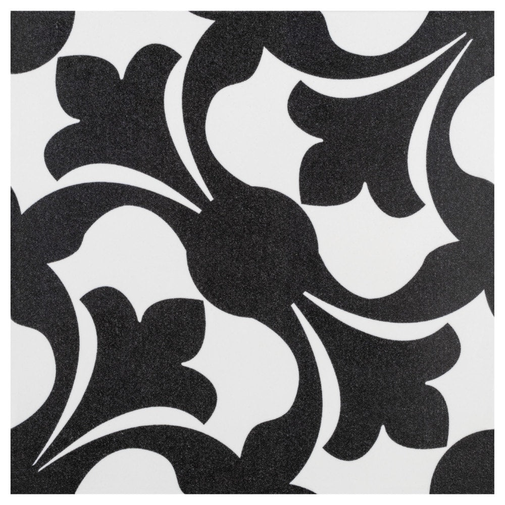 Affinity Tile Emotion Nero 8-in x 8-in Satin Ceramic Encaustic Floor and Wall Tile product image