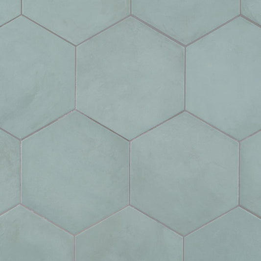 Artmore Tile Storm Hex Green Cielo 8-in x 10-in Matte Porcelain Encaustic Hexagon Floor and Wall Tile product image