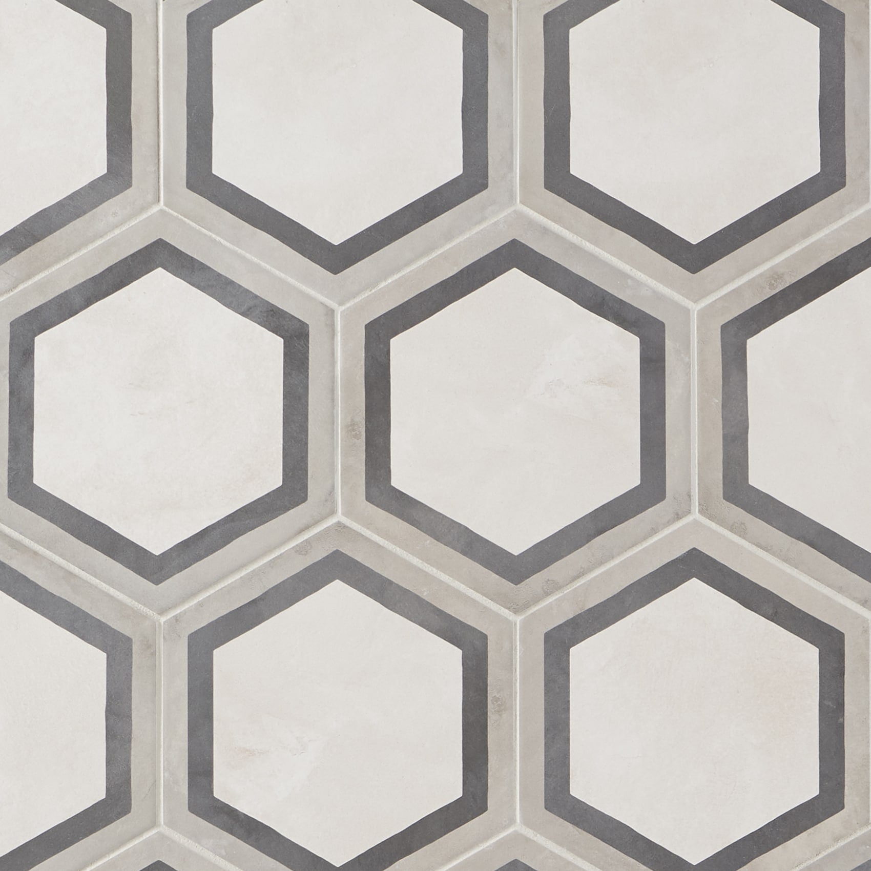 Artmore Tile Storm Hex Deco Sabbia Charcoal 8-in x 10-in Matte Porcelain Encaustic Hexagon Floor and Wall Tile product image