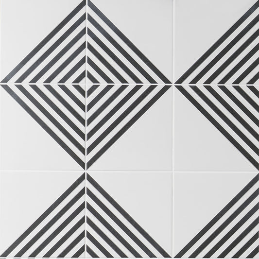 Artmore Tile Record Stripe Positive 8-in x 8-in Matte Porcelain Encaustic Floor and Wall Tile product image