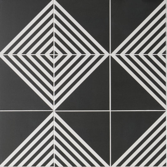 Artmore Tile Record Stripe Negative 8-in x 8-in Matte Porcelain Encaustic Floor and Wall Tile product image
