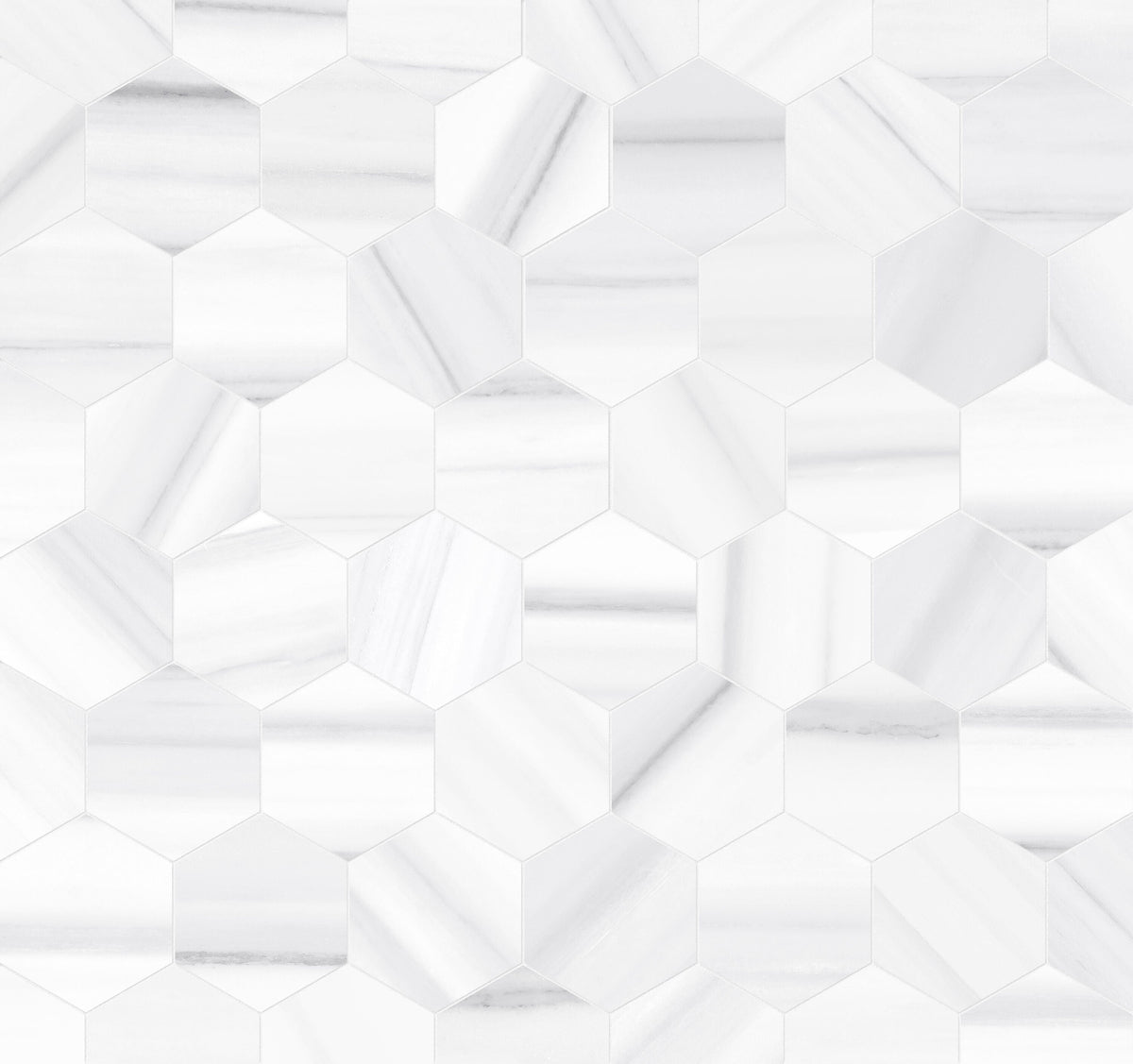 Satori Zebrino Ash 12-in x 12-in Polished Porcelain Marble Look Hexagon Mosaic Floor and Wall Tile (0.97-sq. ft/ Piece)