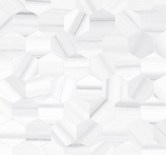Satori Zebrino Ash 12-in x 12-in Polished Porcelain Marble Look Hexagon Mosaic Floor and Wall Tile (0.97-sq. ft/ Piece)