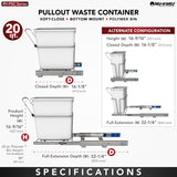 Rev-A-Shelf 20-Quart Plastic Pull-Out Trash Can with Soft-Close Slides