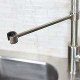 Project Source Flynt Brushed Stainless Single-Handle Deck-Mount Pull-Down Kitchen Faucet with Deck Plate, 1.8 GPM