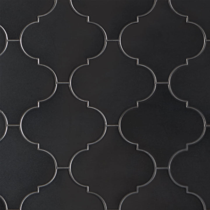 Artmore Tile Zest Black 5-in x 10-in Matte Porcelain Encaustic Arabesque Wall Tile product image