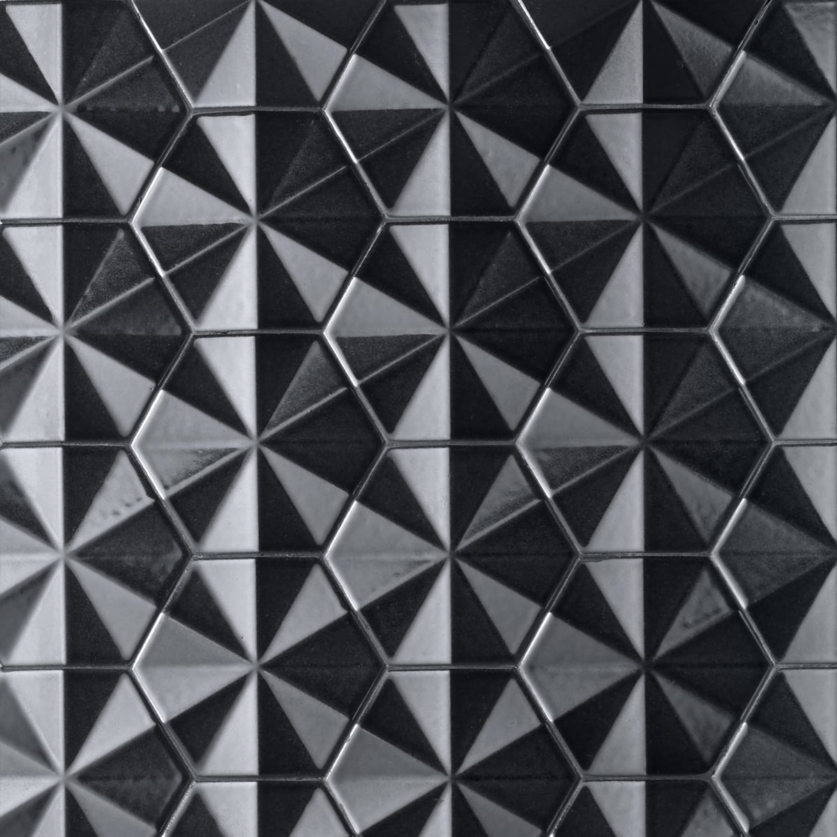 Artmore Tile Zest Black 6-in x 7-in Matte Porcelain Encaustic Hexagon Wall Tile product image