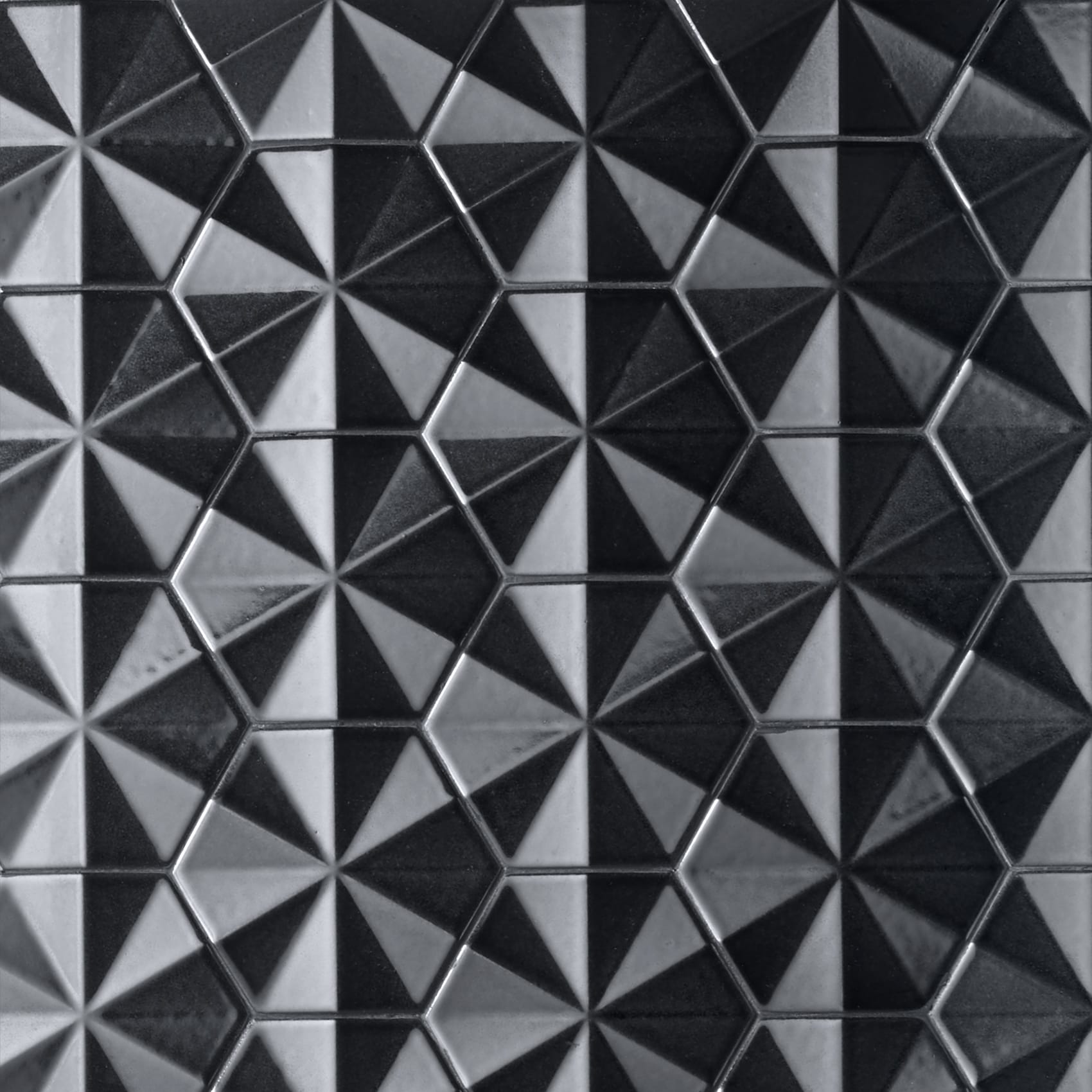 Artmore Tile Zest Black 6-in x 7-in Matte Porcelain Encaustic Hexagon Wall Tile product image