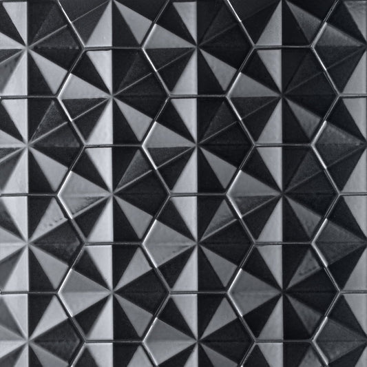 Artmore Tile Zest Black 6-in x 7-in Matte Porcelain Encaustic Hexagon Wall Tile product image