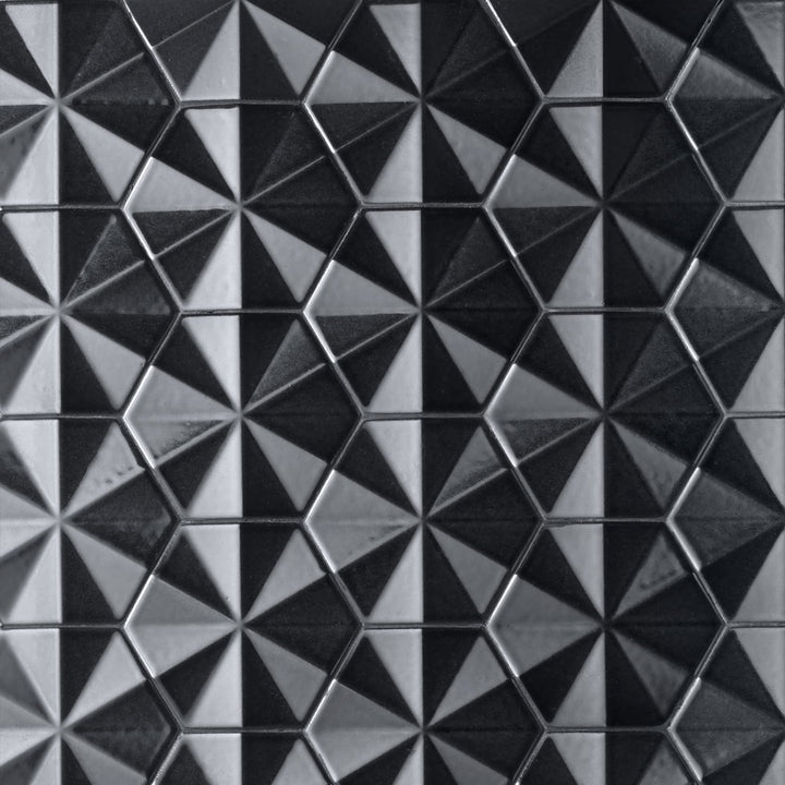 Artmore Tile Zest Black 6-in x 7-in Matte Porcelain Encaustic Hexagon Wall Tile product image