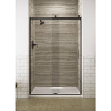 Levity 48 in. x 74 in. Semi-Frameless Sliding Shower Door in Nickel with Handle - Super Arbor