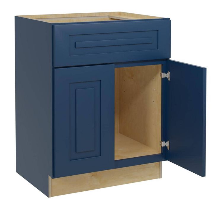 Home Decorators Collection Grayson 27 in. W x 24 in. D x 34.5 in. H Assembled Plywood Sink Base Kitchen Cabinet in Mythic Blue with Soft Close
