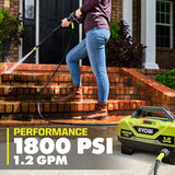 RYOBI 1,800 PSI 1.2 GPM Wheeled Electric Pressure Washer