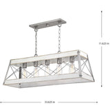 Progress Lighting Bradberry 5-Light Antique White and Galvanized Farmhouse Linear Large Hanging Kitchen Island Light