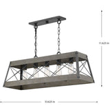 Progress Lighting Bradberry 5-Light Weathered Oak and Graphite Farmhouse Linear Large Hanging Kitchen Island Light