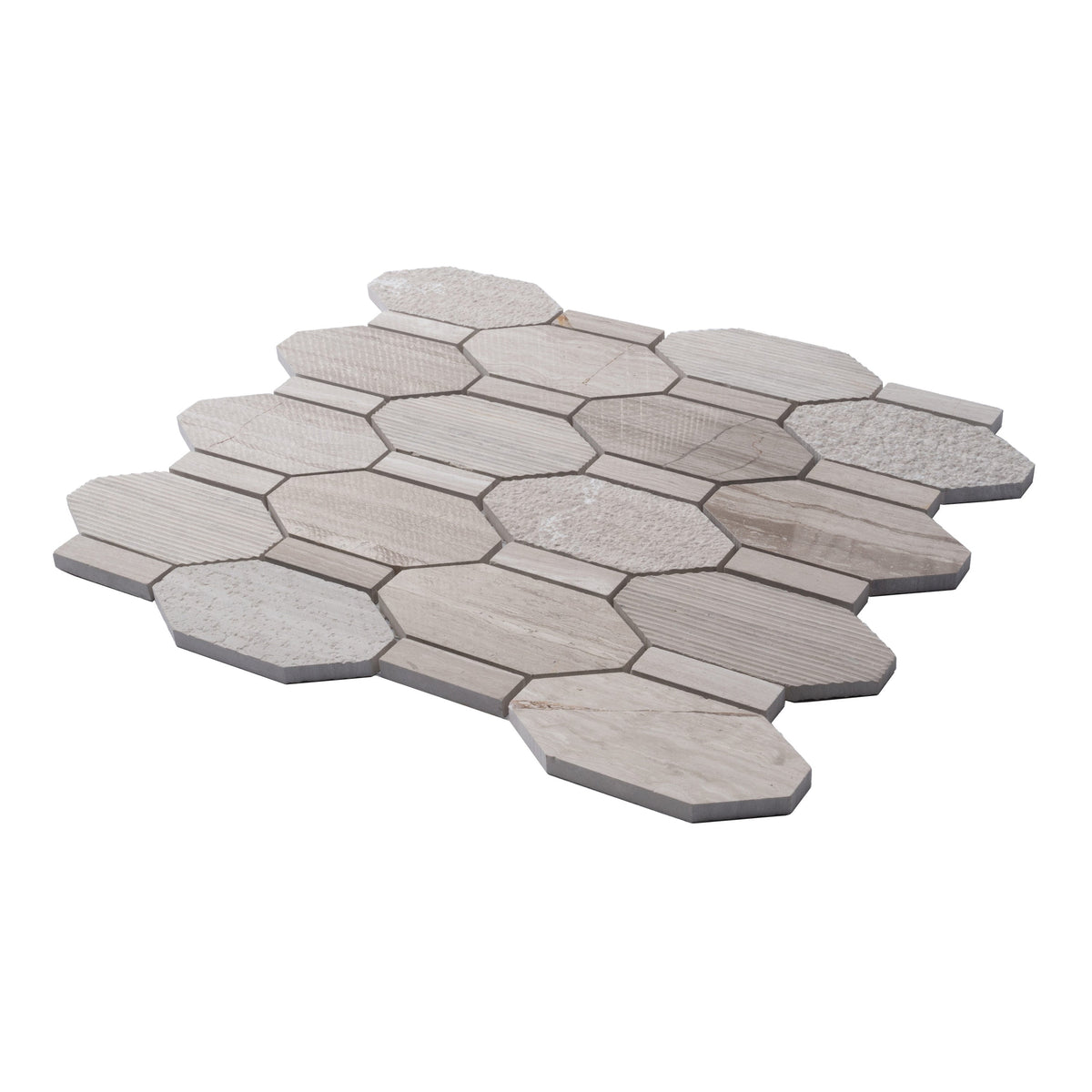 Apollo Tile Sparta Wooden Gray 12-in x 12-in Polished Natural Stone Marble Hexagon Wood Look Floor and Wall Tile (4.66-sq. ft/ Carton)