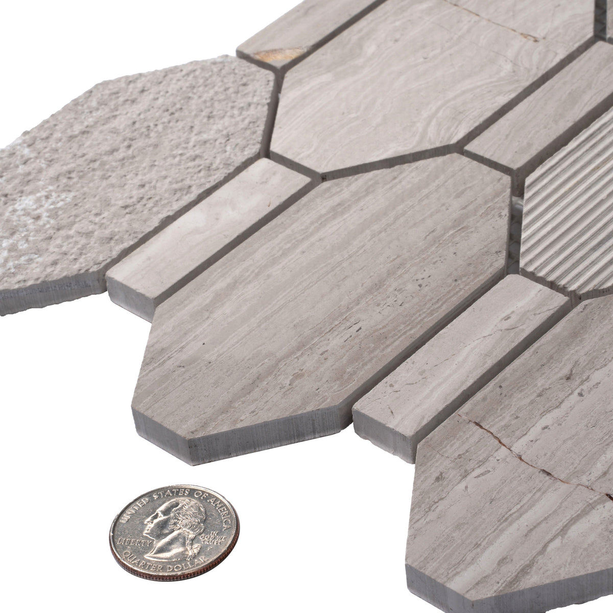 Apollo Tile Sparta Wooden Gray 12-in x 12-in Polished Natural Stone Marble Hexagon Wood Look Floor and Wall Tile (4.66-sq. ft/ Carton)