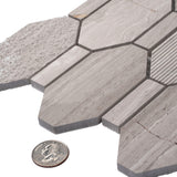Apollo Tile Sparta Wooden Gray 12-in x 12-in Polished Natural Stone Marble Hexagon Wood Look Floor and Wall Tile (4.66-sq. ft/ Carton)