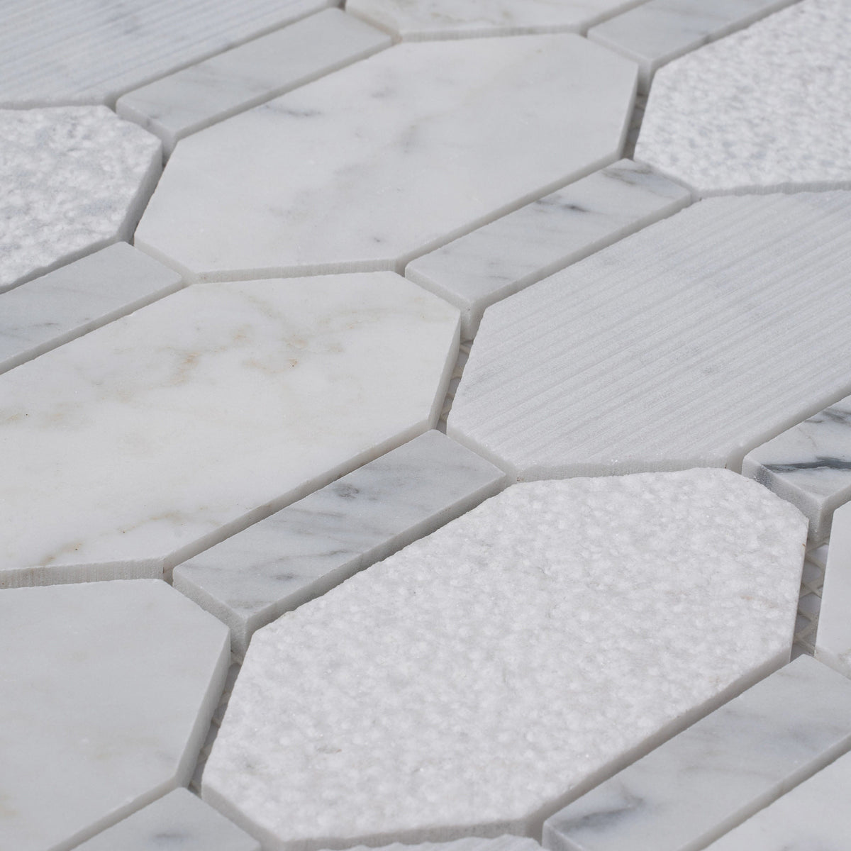 Apollo Tile (Sample) Sparta Gray 4-in x 4-in Polished Marble Honeycomb Marble Look Floor and Wall Tile