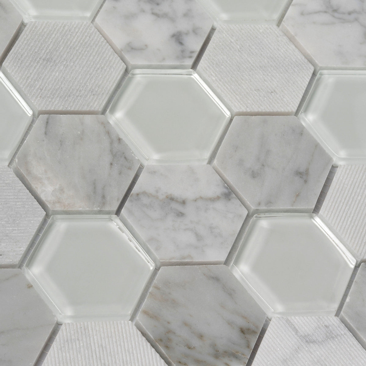 Apollo Tile Sparta Gray 12-in x 12-in Polished Glass; Stone Marble Honeycomb Marble Look Floor and Wall Tile (4.92-sq. ft/ Carton)