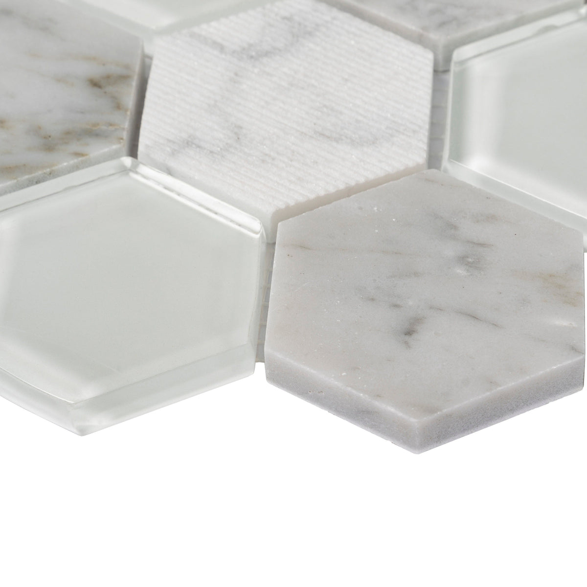 Apollo Tile Sparta Gray 12-in x 12-in Polished Glass; Stone Marble Honeycomb Marble Look Floor and Wall Tile (4.92-sq. ft/ Carton)