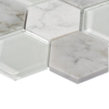 Apollo Tile Sparta Gray 12-in x 12-in Polished Glass; Stone Marble Honeycomb Marble Look Floor and Wall Tile (4.92-sq. ft/ Carton)