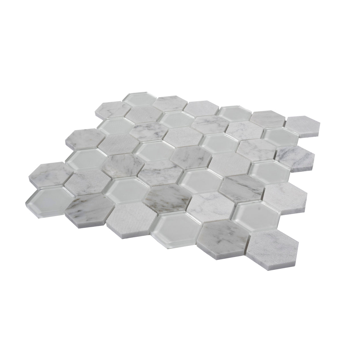 Apollo Tile Sparta Gray 12-in x 12-in Polished Glass; Stone Marble Honeycomb Marble Look Floor and Wall Tile (4.92-sq. ft/ Carton)