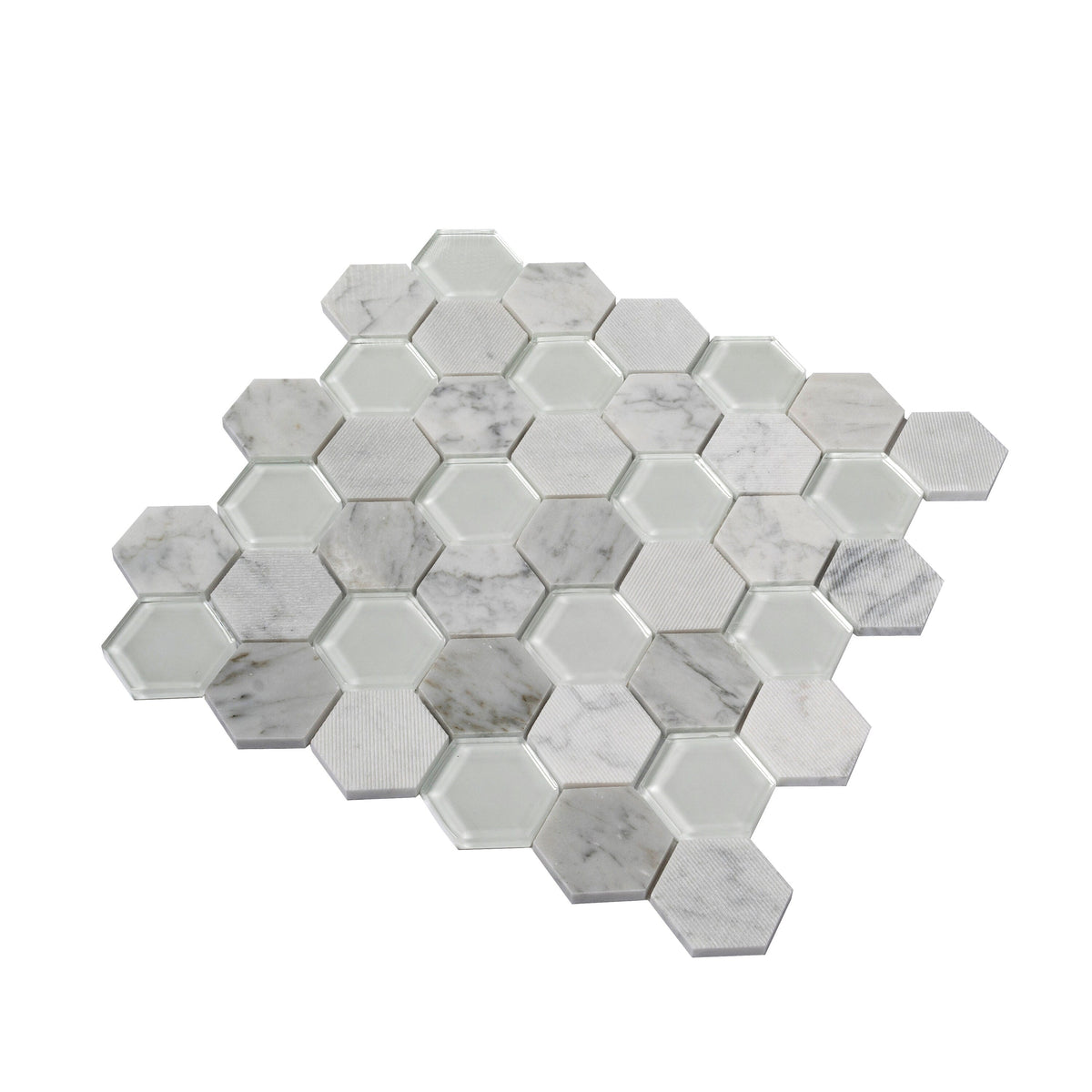 Apollo Tile Sparta Gray 12-in x 12-in Polished Glass; Stone Marble Honeycomb Marble Look Floor and Wall Tile (4.92-sq. ft/ Carton)