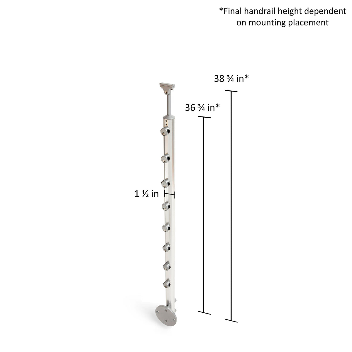 DOLLE 4-1/4-in x 42-in Prova Brushed Aluminum Round Deck Baluster