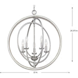 Progress Lighting Fairwood 5-Light Antique White and Galvanized Farmhouse Globe Medium Hanging Pendant Light