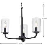 Progress Lighting Cabarro 3-Light Matte Black Transitional Chandelier