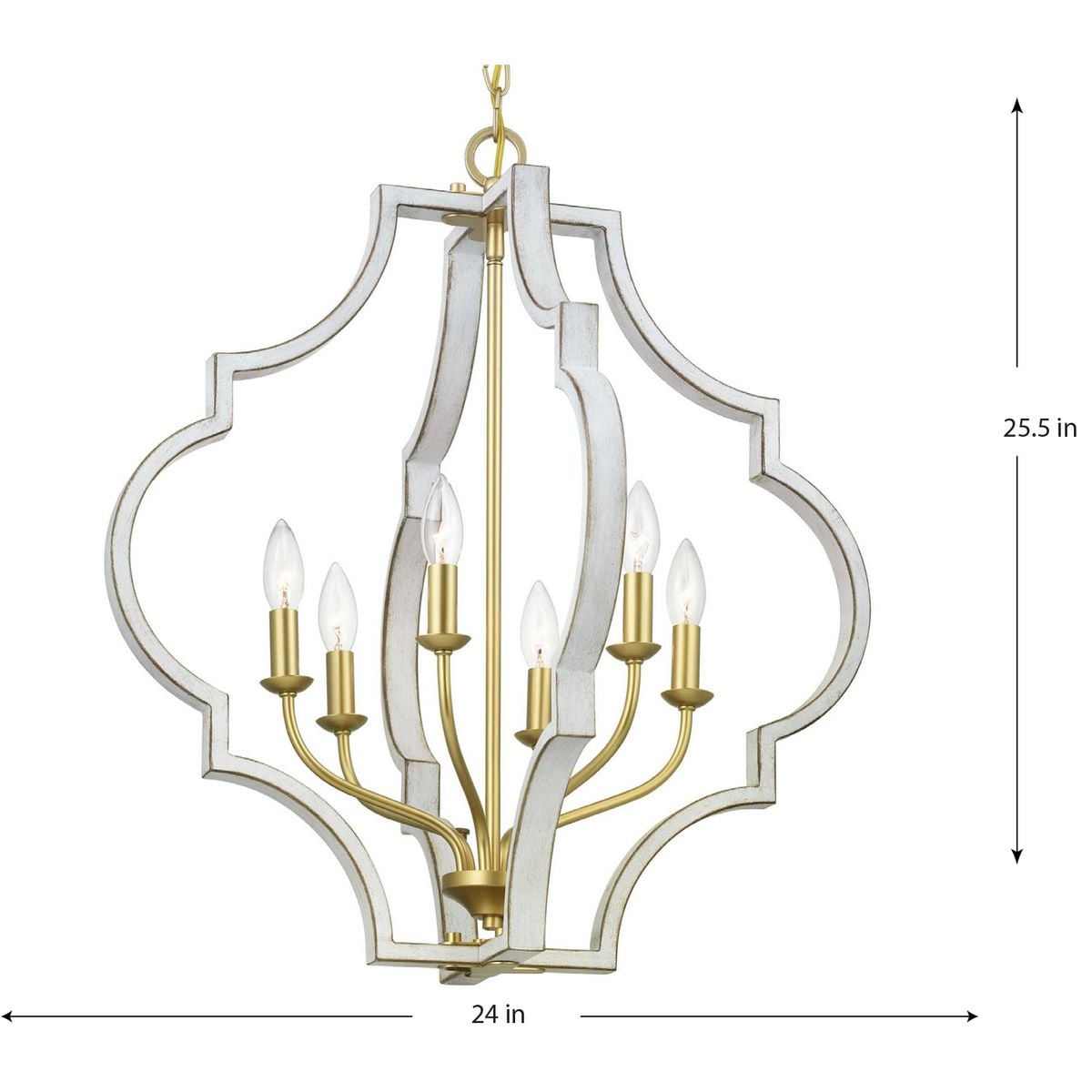 Progress Lighting Teigen 6-Light Antique White and Vintage Gold Transitional Geometric Large Hanging Pendant Light