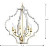 Progress Lighting Teigen 6-Light Antique White and Vintage Gold Transitional Geometric Large Hanging Pendant Light
