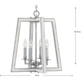 Progress Lighting Forrester 4-Light Antique White and Galvanized Farmhouse Square Medium Hanging Pendant Light