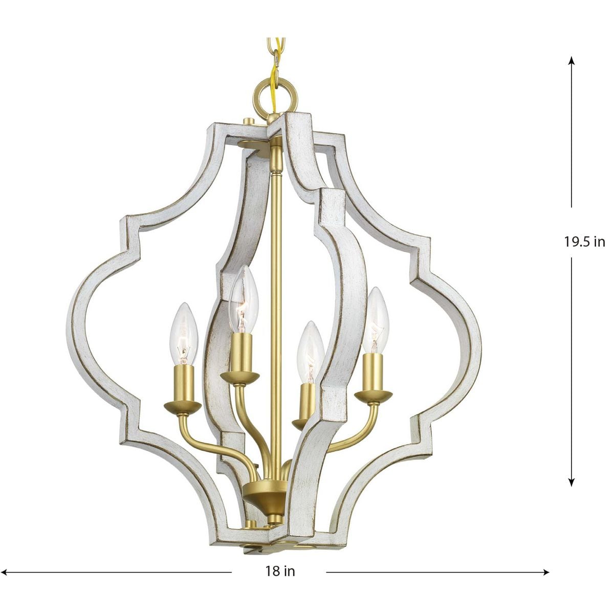 Progress Lighting Teigen 4-Light Antique White and Vintage Gold Transitional Geometric Medium Hanging Pendant Light
