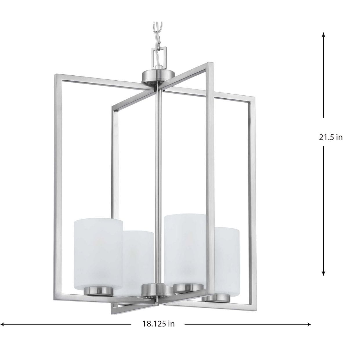Progress Lighting Rexington 4-Light Brushed Nickel Modern/Contemporary Etched Glass Cylinder Medium Hanging Pendant Light