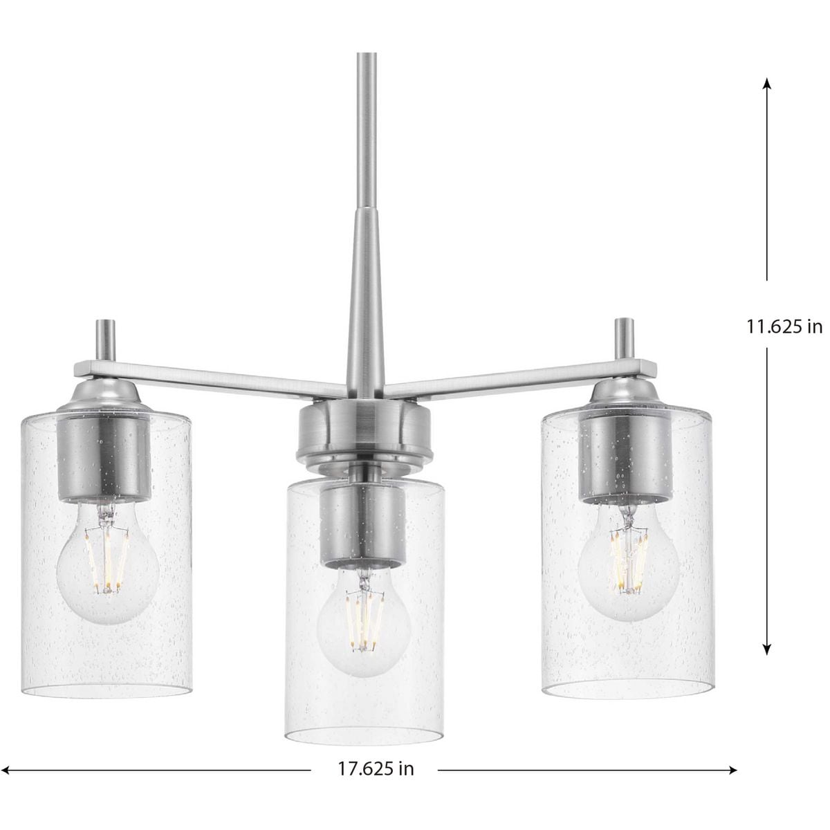 Progress Lighting Morehouse 3-Light Brushed Nickel Transitional Chandelier