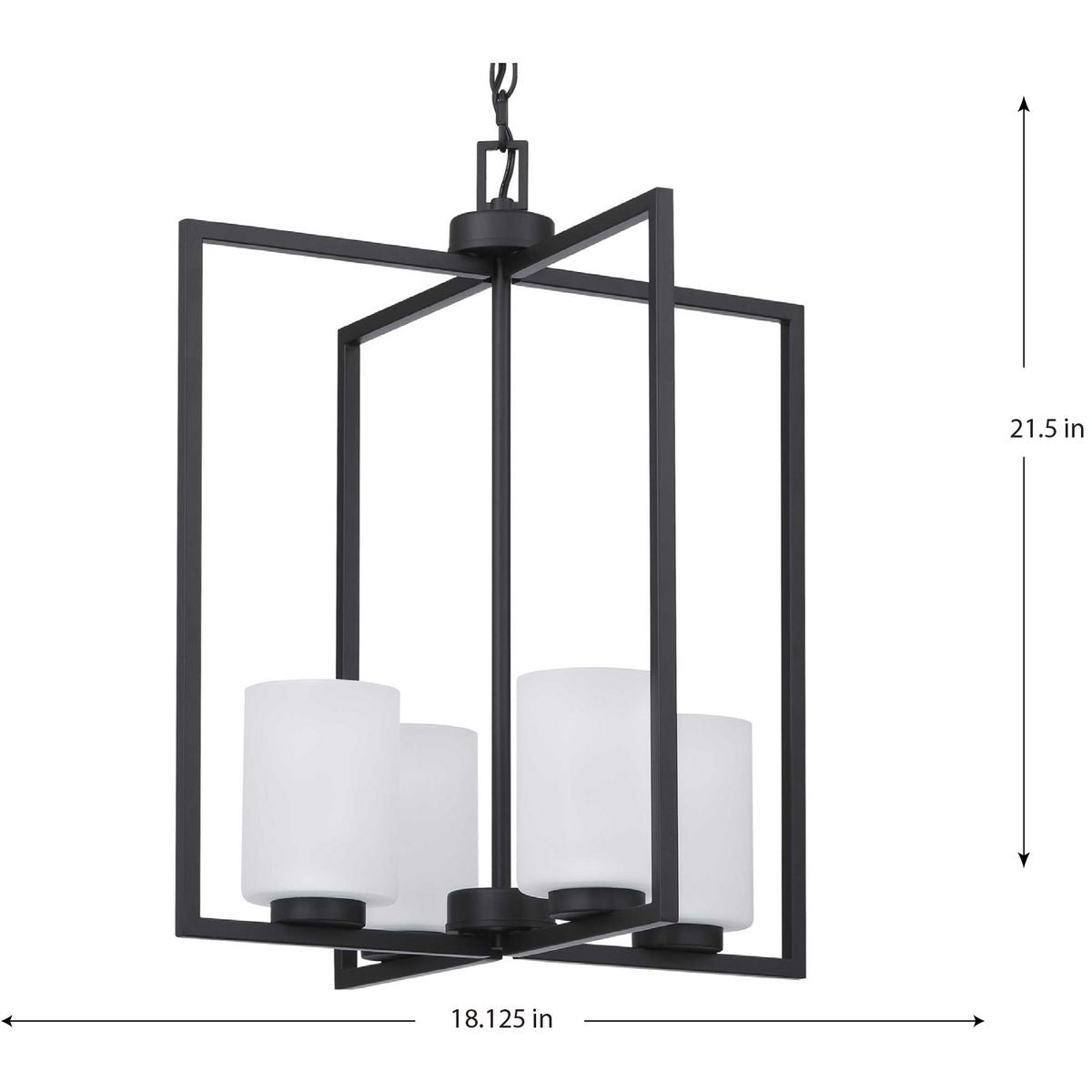 Progress Lighting Rexington 4-Light Matte Black Modern/Contemporary Etched Glass Cylinder Medium Hanging Pendant Light