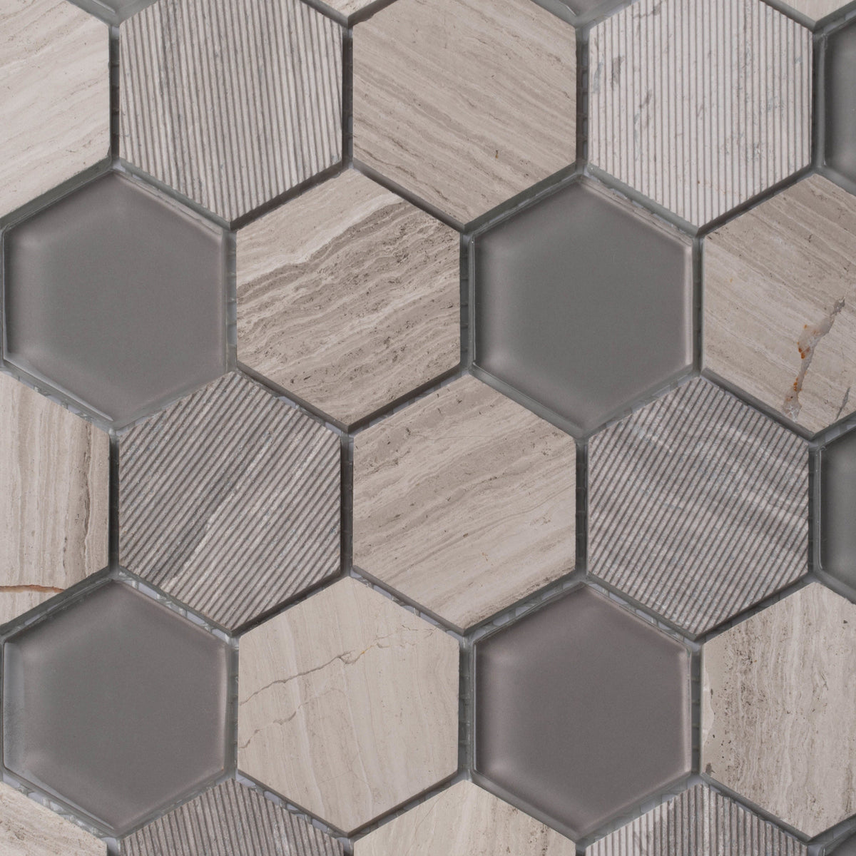 Apollo Tile (Sample) Gray 4-in x 4-in Glossy Glass Honeycomb Floor and Wall Tile