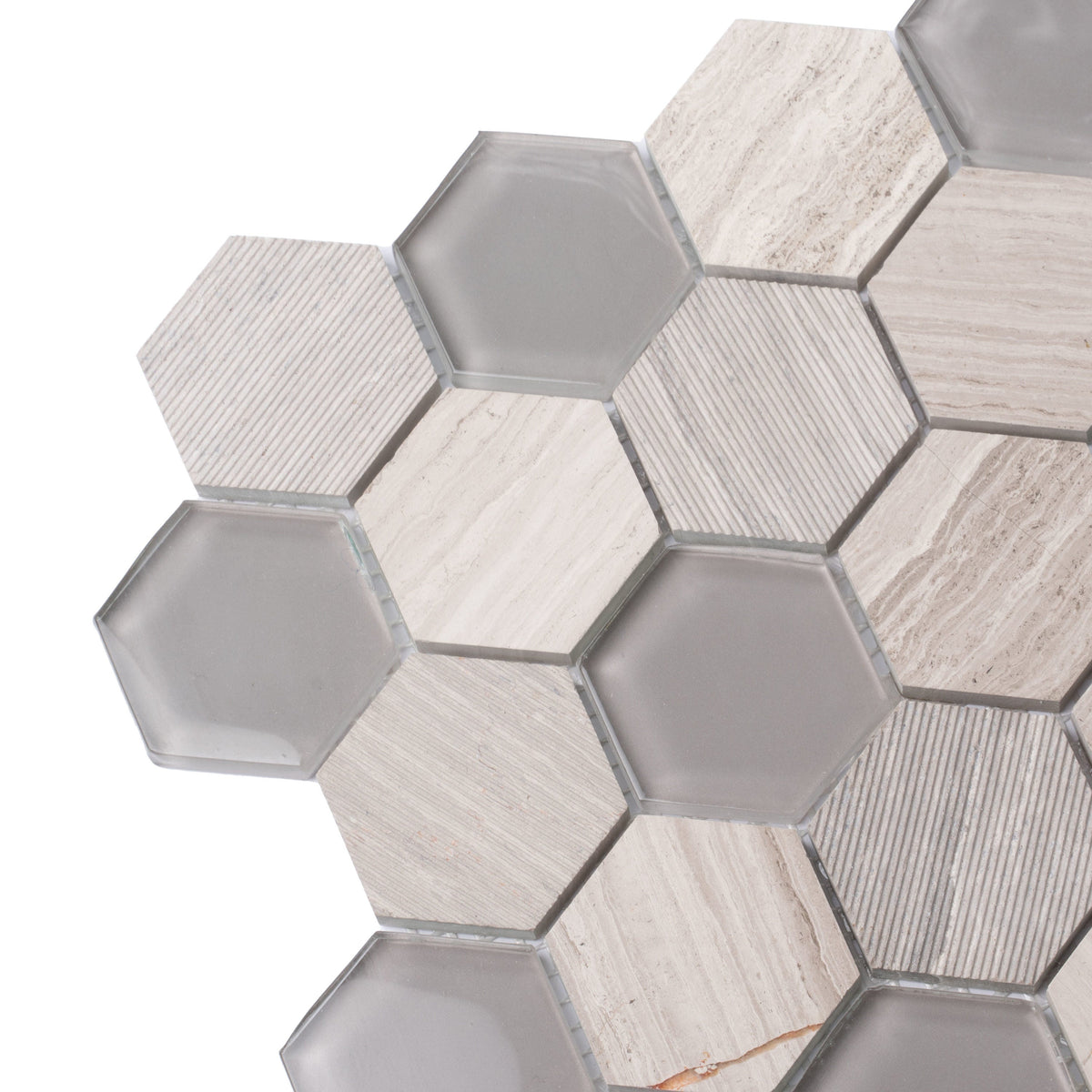 Apollo Tile (Sample) Gray 4-in x 4-in Glossy Glass Honeycomb Floor and Wall Tile