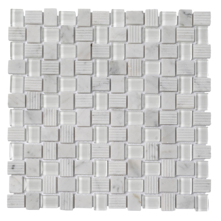 Apollo Tile Sparta Gray 12-in x 12-in Polished Glass; Stone Marble Basketweave Patterned Floor and Wall Tile (4.83-sq. ft/ Carton)
