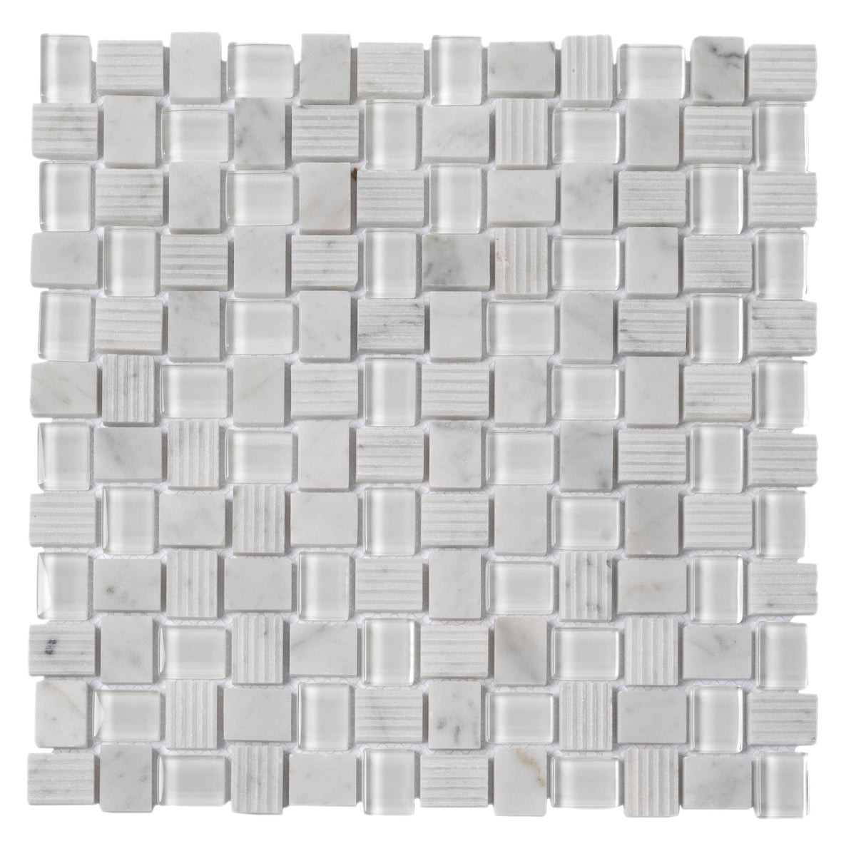 Apollo Tile Sparta Gray 12-in x 12-in Polished Glass; Stone Marble Basketweave Patterned Floor and Wall Tile (4.83-sq. ft/ Carton)